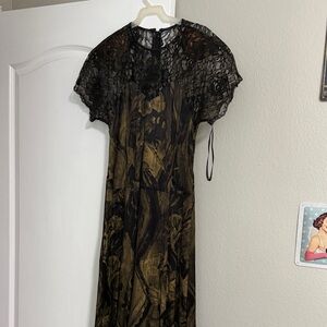 Carole Little Black Lace Overlay Dress with Metallic Accents